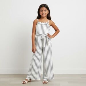 ROMPER Girls Striped White and Black Sleeveless One Piece Set